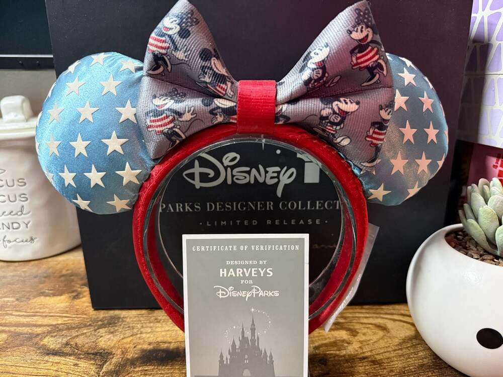 Disney Parks Designer Americana Ears by Harvey Signed Limited Release NWT